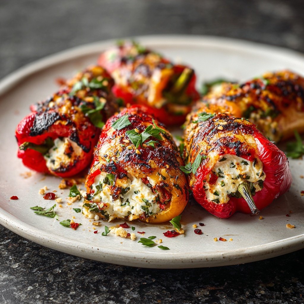 Gegrillte Paprika Mit Feta Füllung