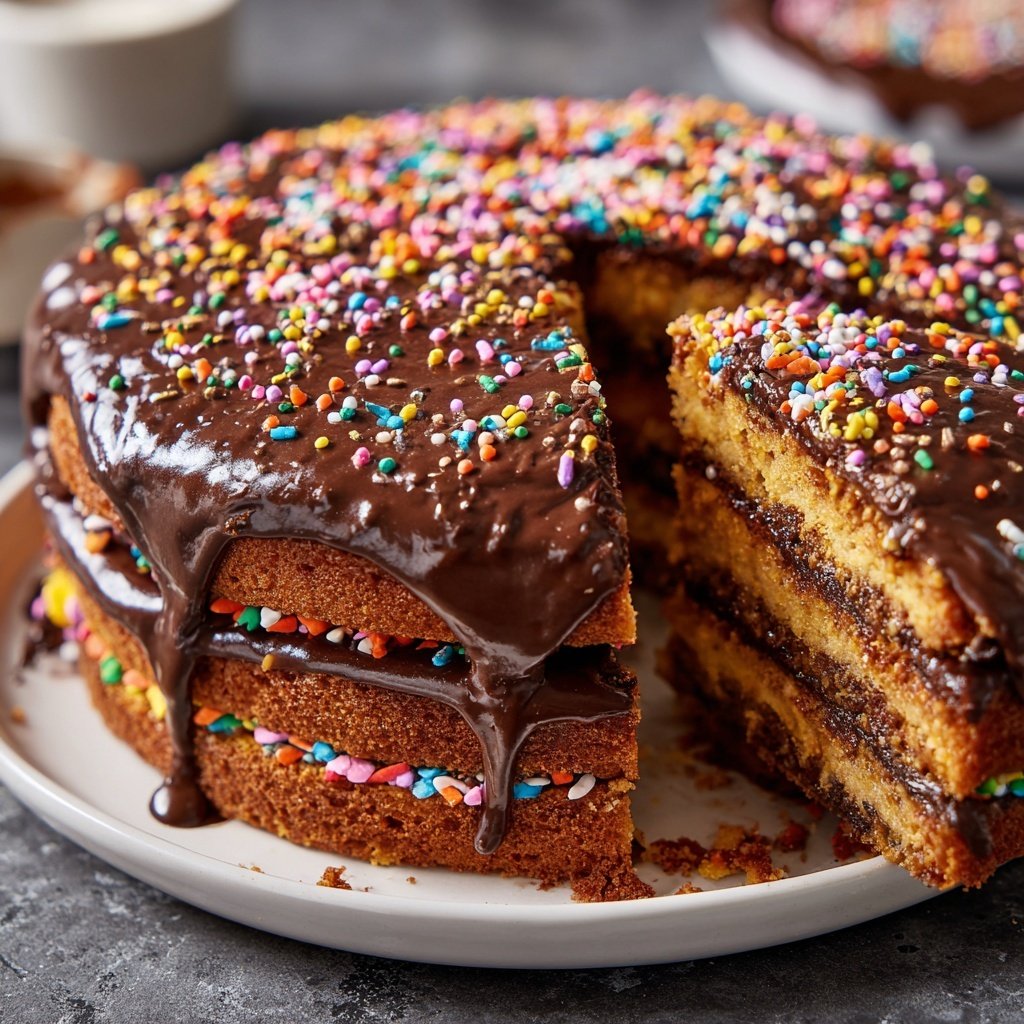 Geburtstagskuchen mit Schokoglasur