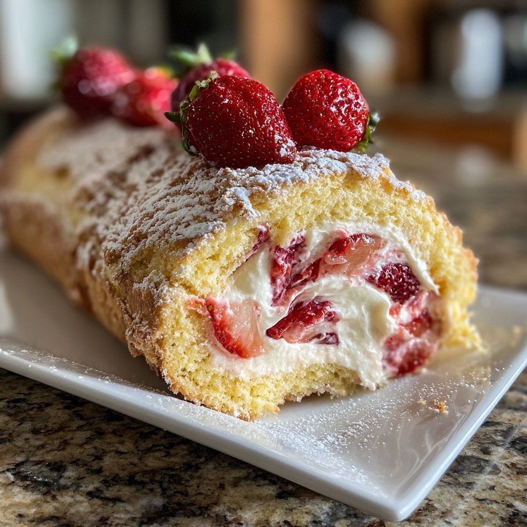 Erdbeer Biskuitrolle
