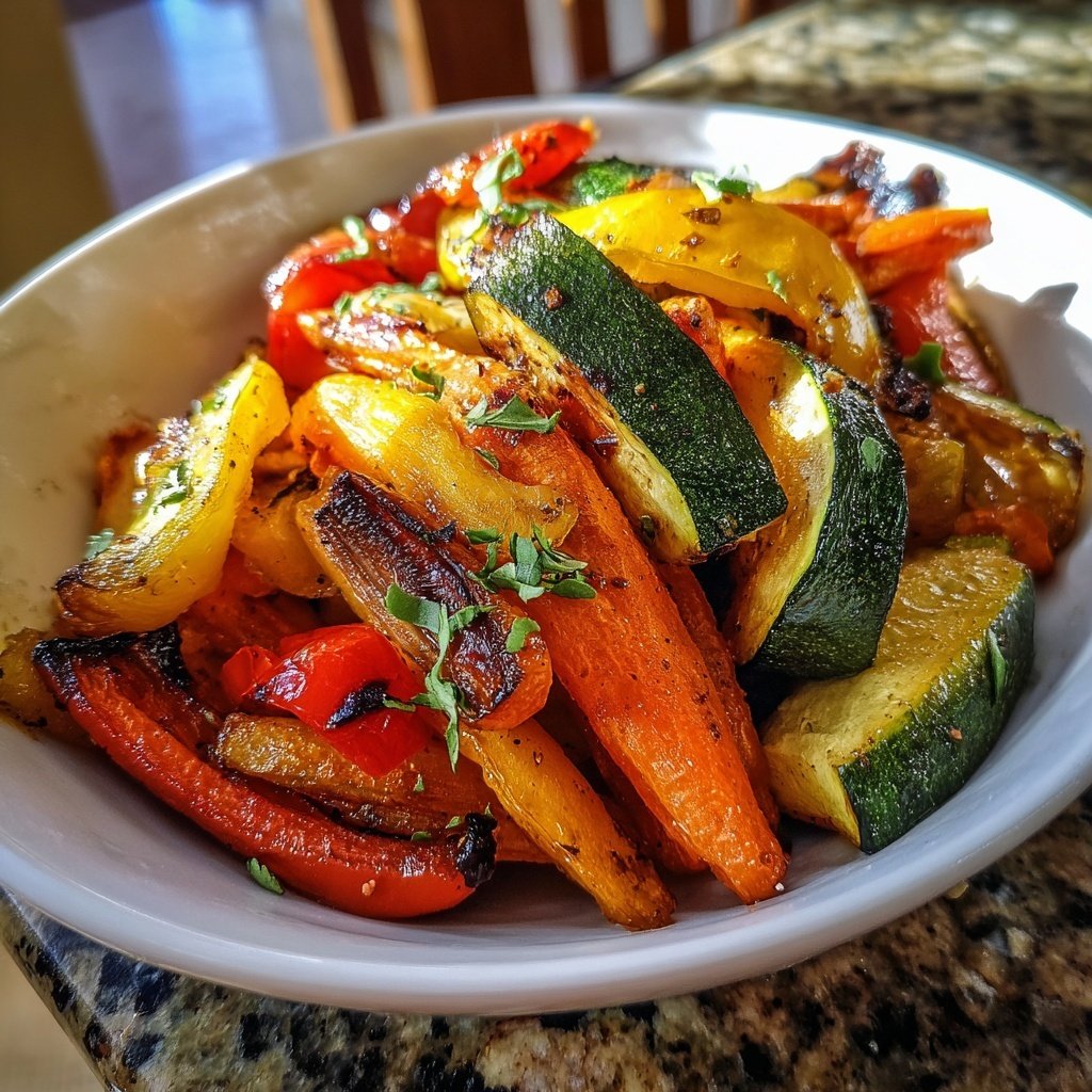 Abendessen mit Ofengemüse und Kräuterjoghurt